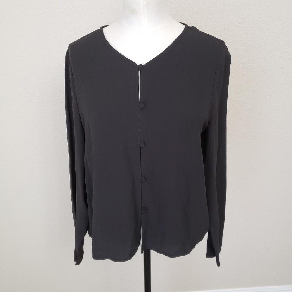 Eileen Fisher Silk Georgette Crepe Jacket Medium